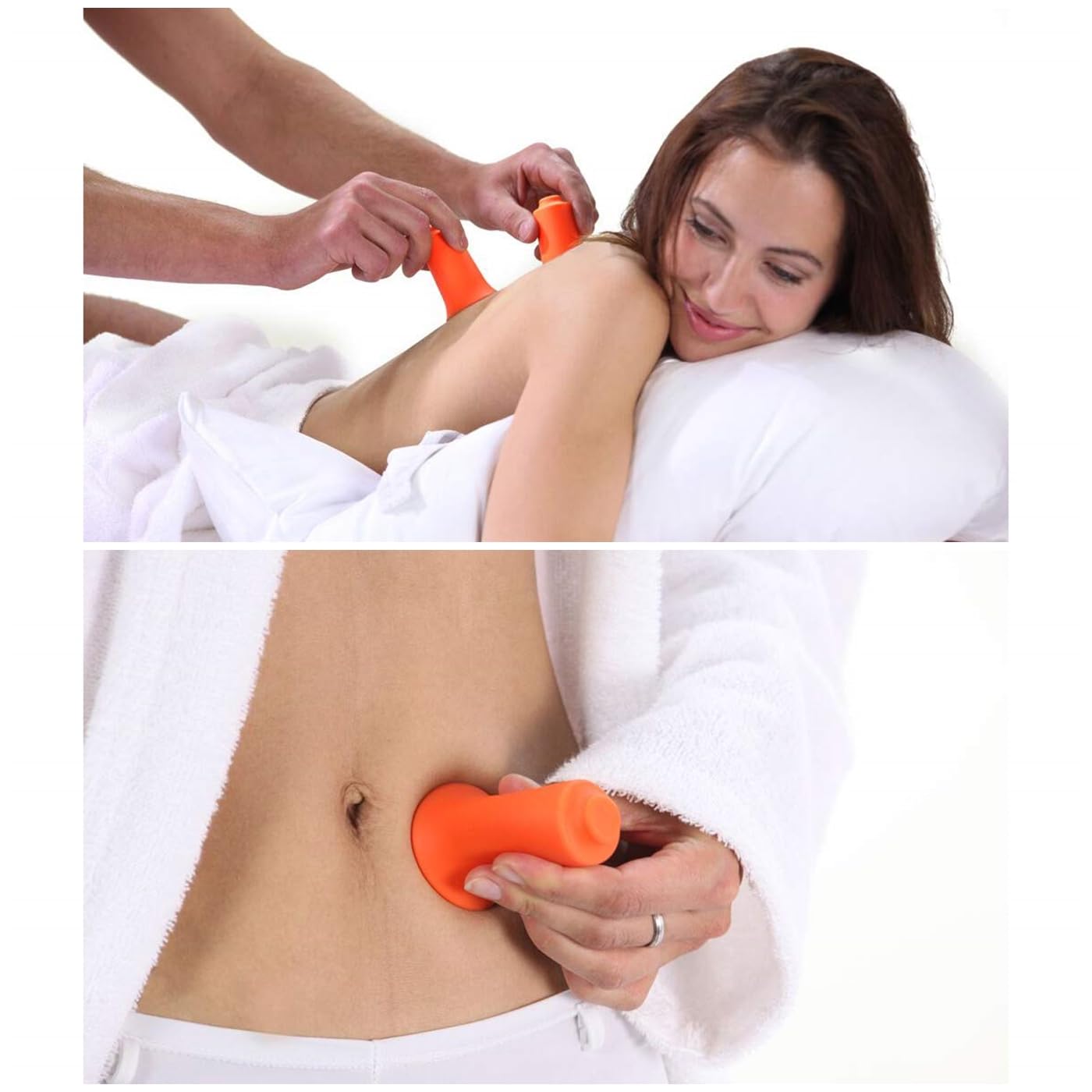 BellaBambi original verre à ventouses | Ventouses pour la beauté, le peeling, le sport & le massage en cas de tensions | Fabriqué en Allemagne | Silicone doux pour la peau | Intensité Regular Orange