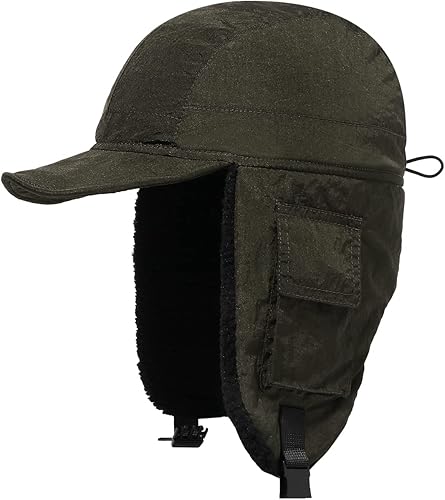 Vista 2 de Clakllie Sombrero de trampero de invierno, sombreros de soldado con orejeras para clima frío, sombreros de aviador Ushanka, sombrero ruso con visera