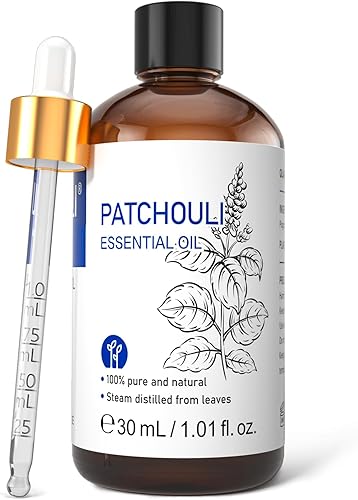 HIQILI Aceite esencial de pachulí orgánico, 100% puro, para difusor, perfume casero, cuidado de la piel, aromaterapia, regalo para amigo hippie, 1.0