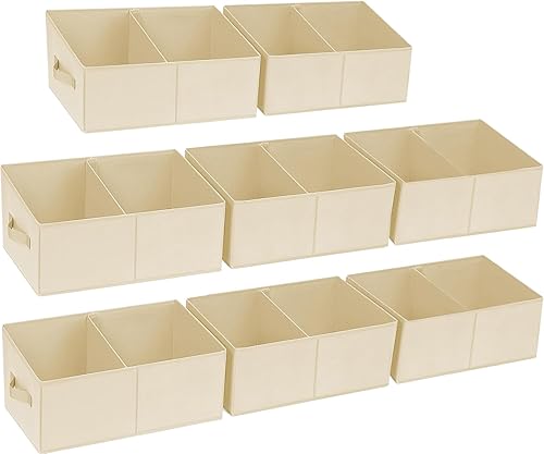 Miniatura 8 de DIMJ - Organizadores de estante grande para armario, cestas organizadoras trapezoidales de tela plegables con asas y divisor, cajas de Gris plateado