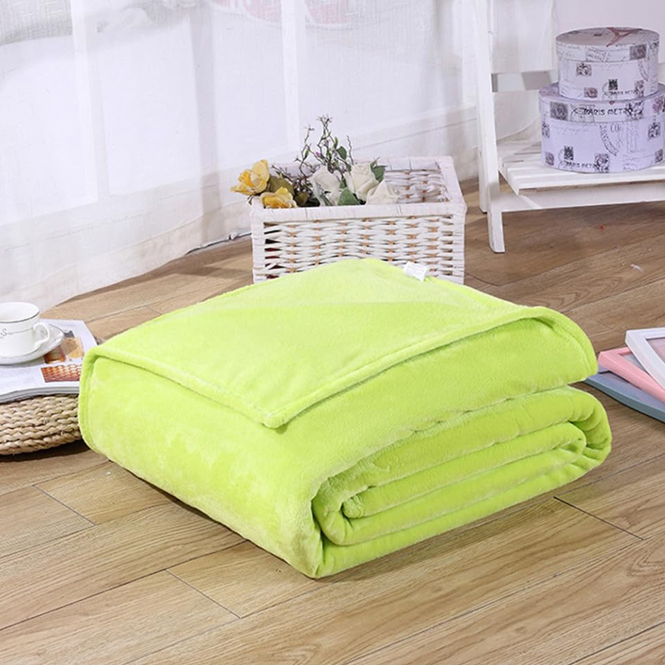 Manta de franela polar verde para cama y sofá de hogar 4