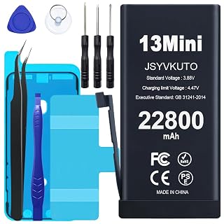 22800mAh Battery for iPhone 13 Mini, New 0 Cycle-Upgraded-Higher Capacity Replacement Battery for iPhone 13 Mini with Full Set Repair Tool Kit, Model A2481 A2626 A2628 A2629 A2630 - Amazon product rated Grade B