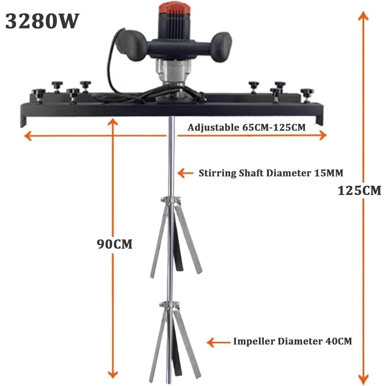 Mezcladora Eléctrica Para Tanques Ibc De 3280 W, Máquina Mezcladora De Pintura Comercial De 1 Tonelada Con Soporte, Ajustable De 65 A 125 Cm, Funcionamiento Silencioso, Control De Velocidad