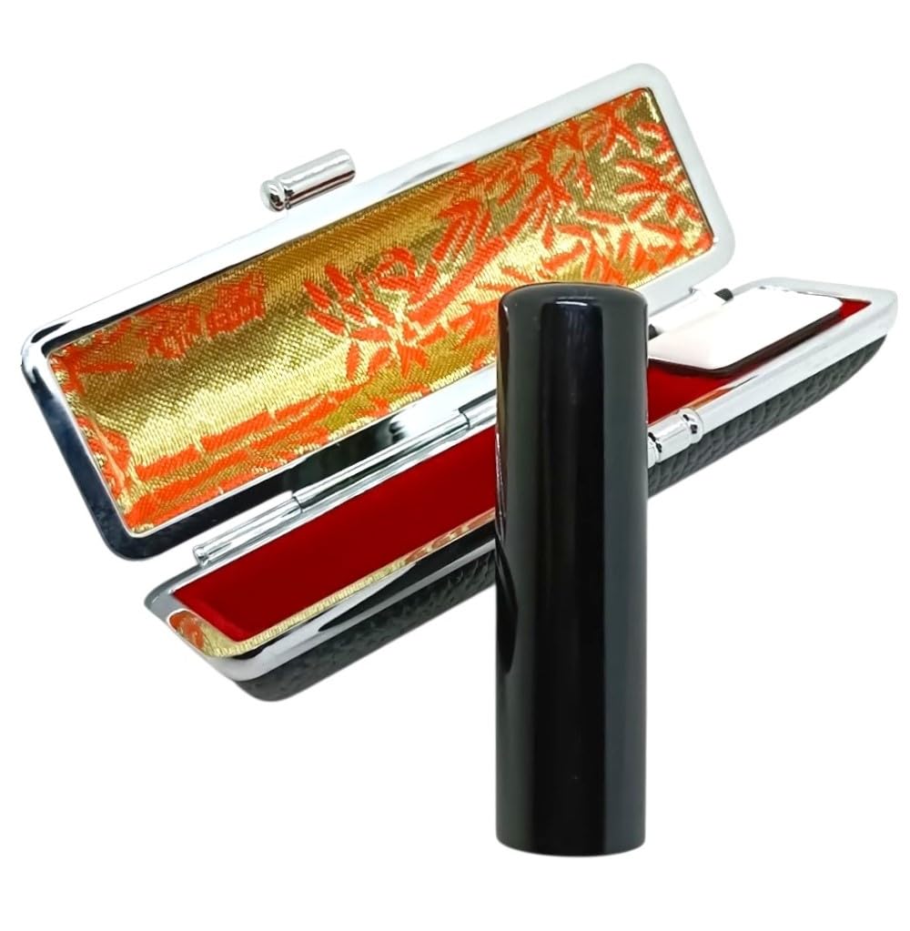 Amazon.co.jp: 黒水牛印鑑 高級牛もみ革印鑑ケース付き サイズ選択