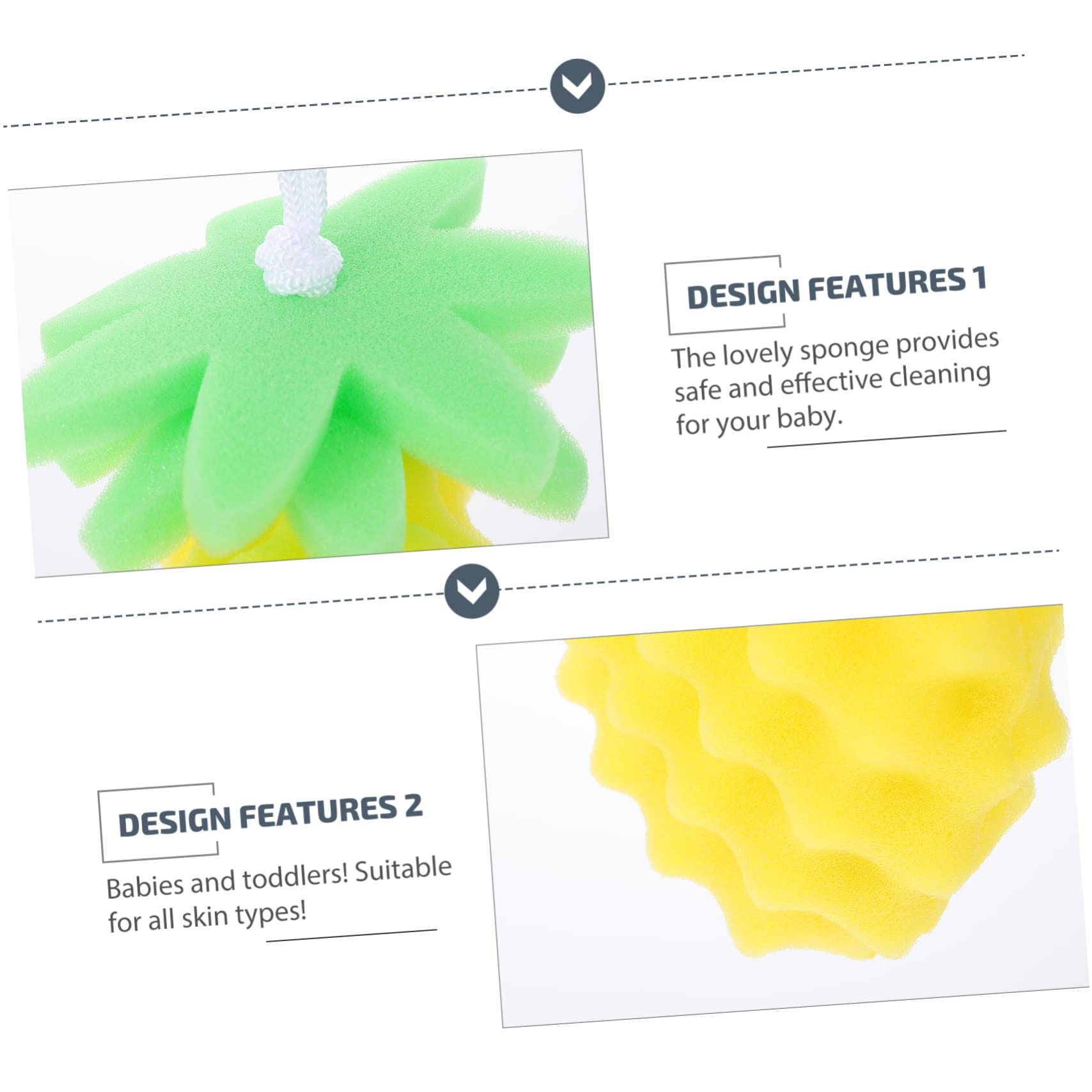 Healeved 4piezas Esponja De Baño Para Bebés Diseño De Piña Cepillo Para Baño Infante Exfoliante Natural Para Nuevos Nacidos y Fácil De Usar y Almacenar