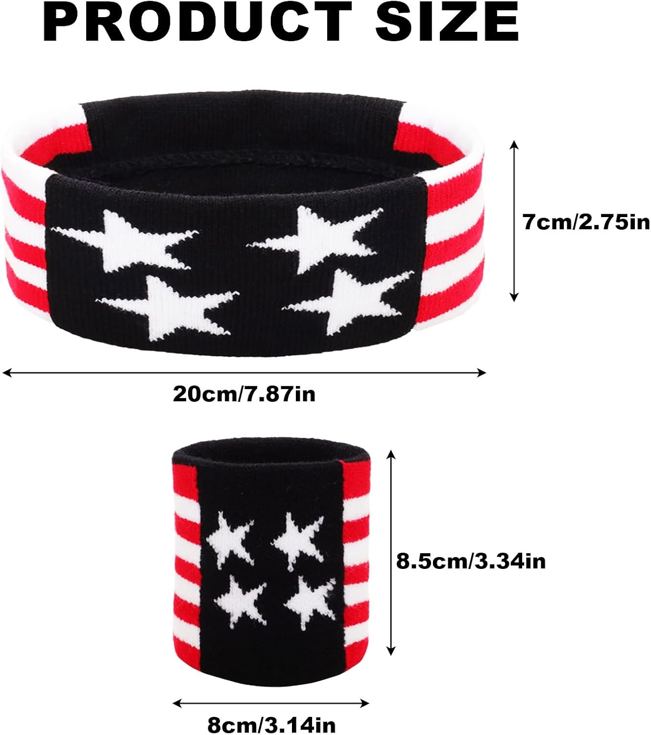 4 Sets American Flag Sports Headband and Wristband Striped Sweatband Headband and Wristband Set 4th of July Sports Sweatbands for Running, Basketball, Exercise