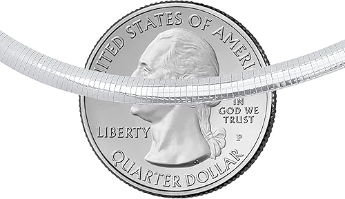 Miniatura 3 de Savlano 925 - Collar de cadena de plata de ley italiana de 3 mm sólido plano Omega para mujer - hecho en Italia, viene con una caja de regalo