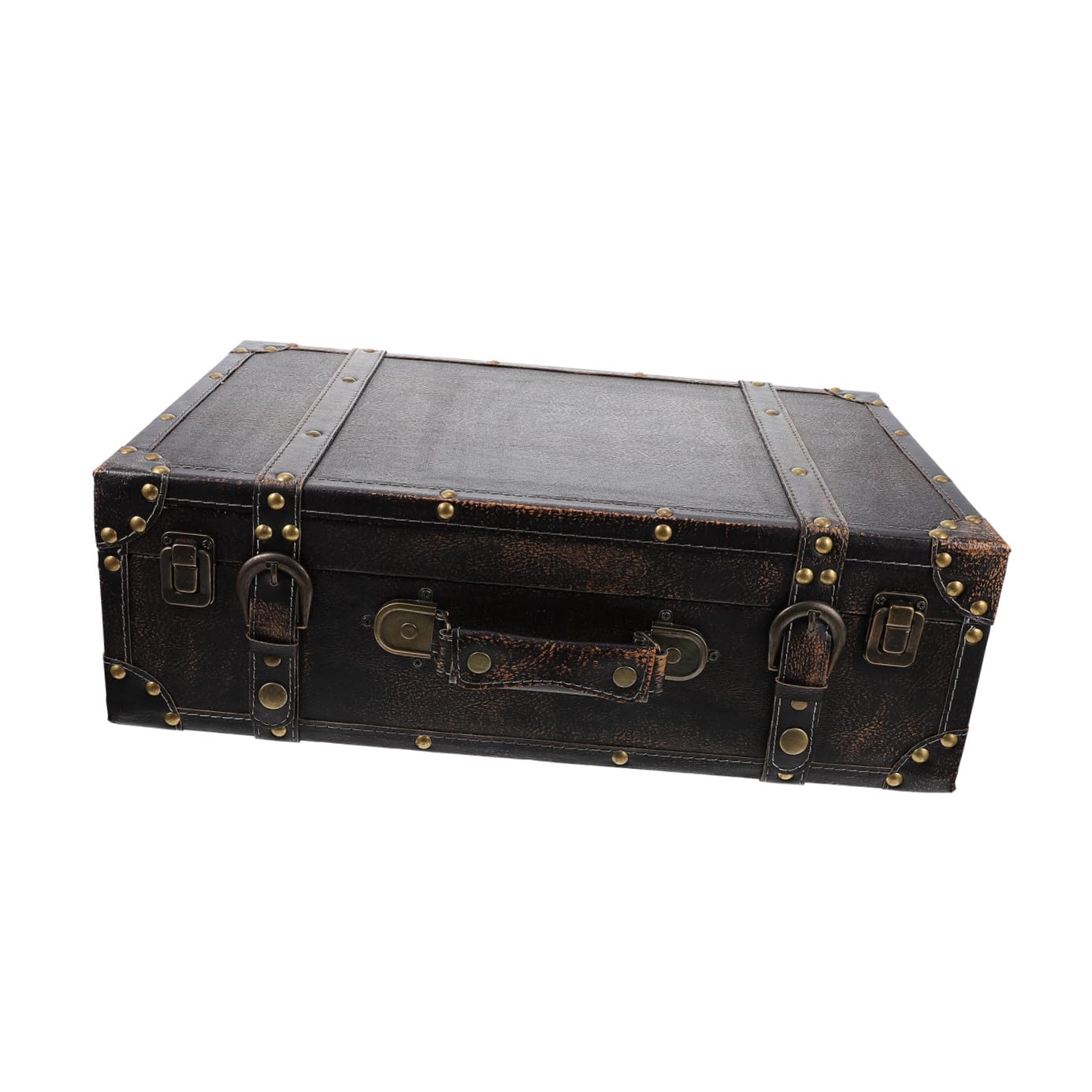 Boîte de rangement en bois élégante et grande valise vintage chic NUOBESTY pour l'organisation