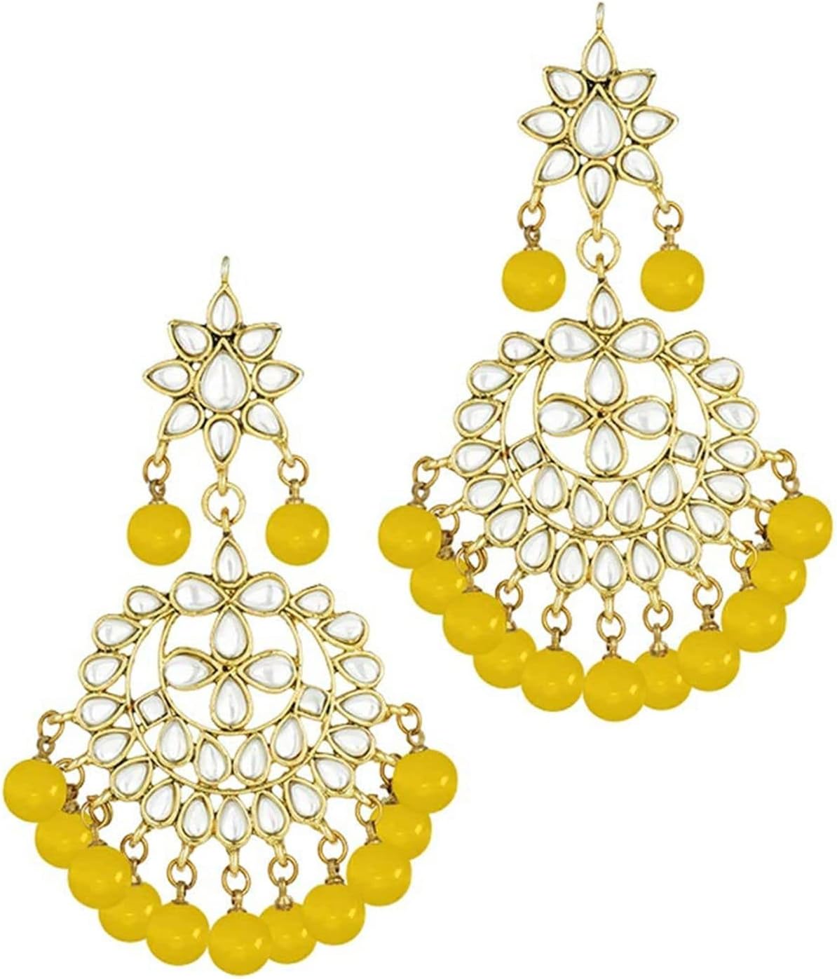 I Jewels Indian Bollywood Gold Plated Kundan & Pearl Choker Necklace Jewelry Set For Women (K7058)