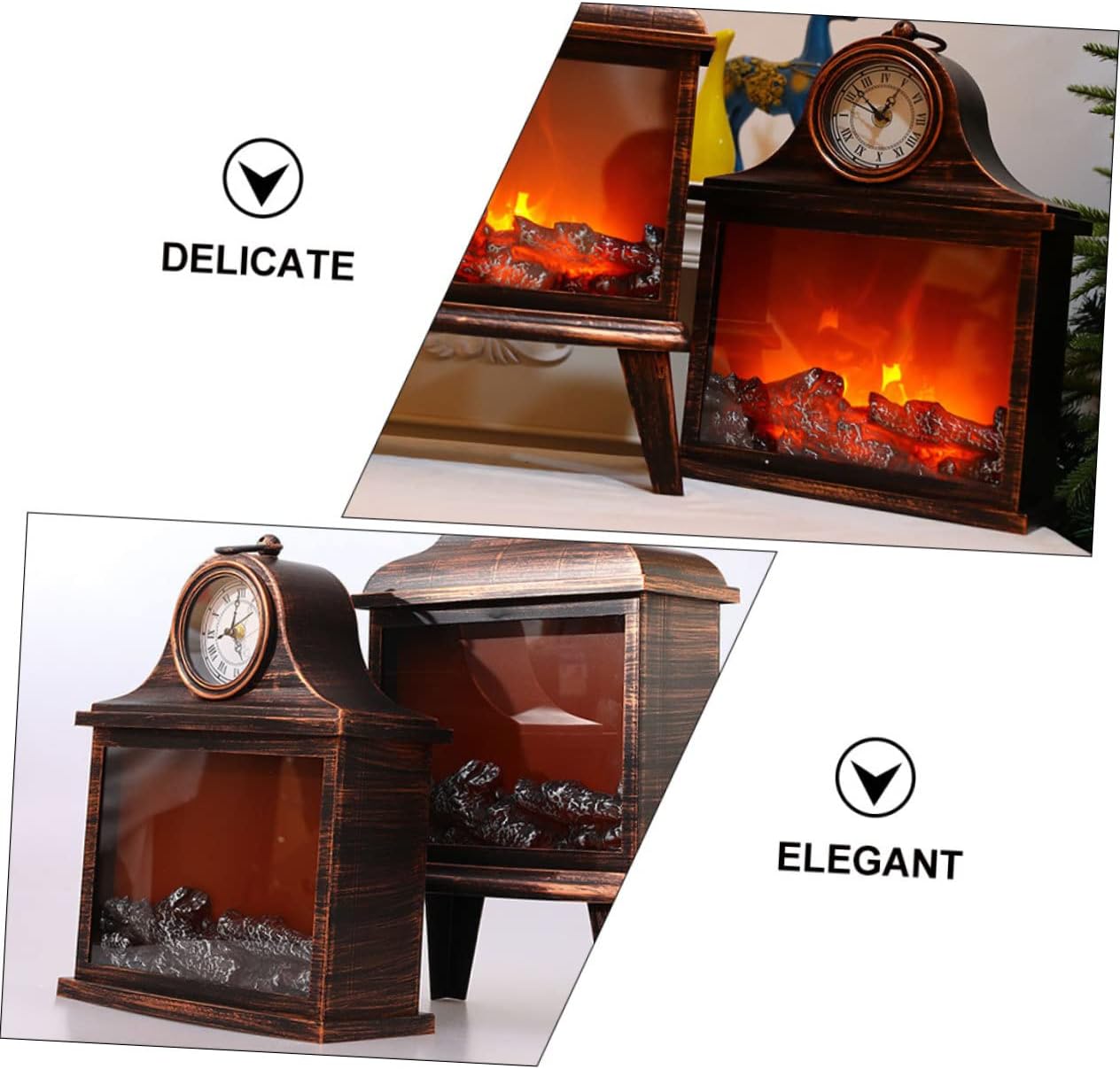 Garneck 1pc Christmas Scene Decorative Lamp Flickering Flame Effect Unique Wall Clock Ornament for Living Room for Holiday Home Decor and Festive Gatherings