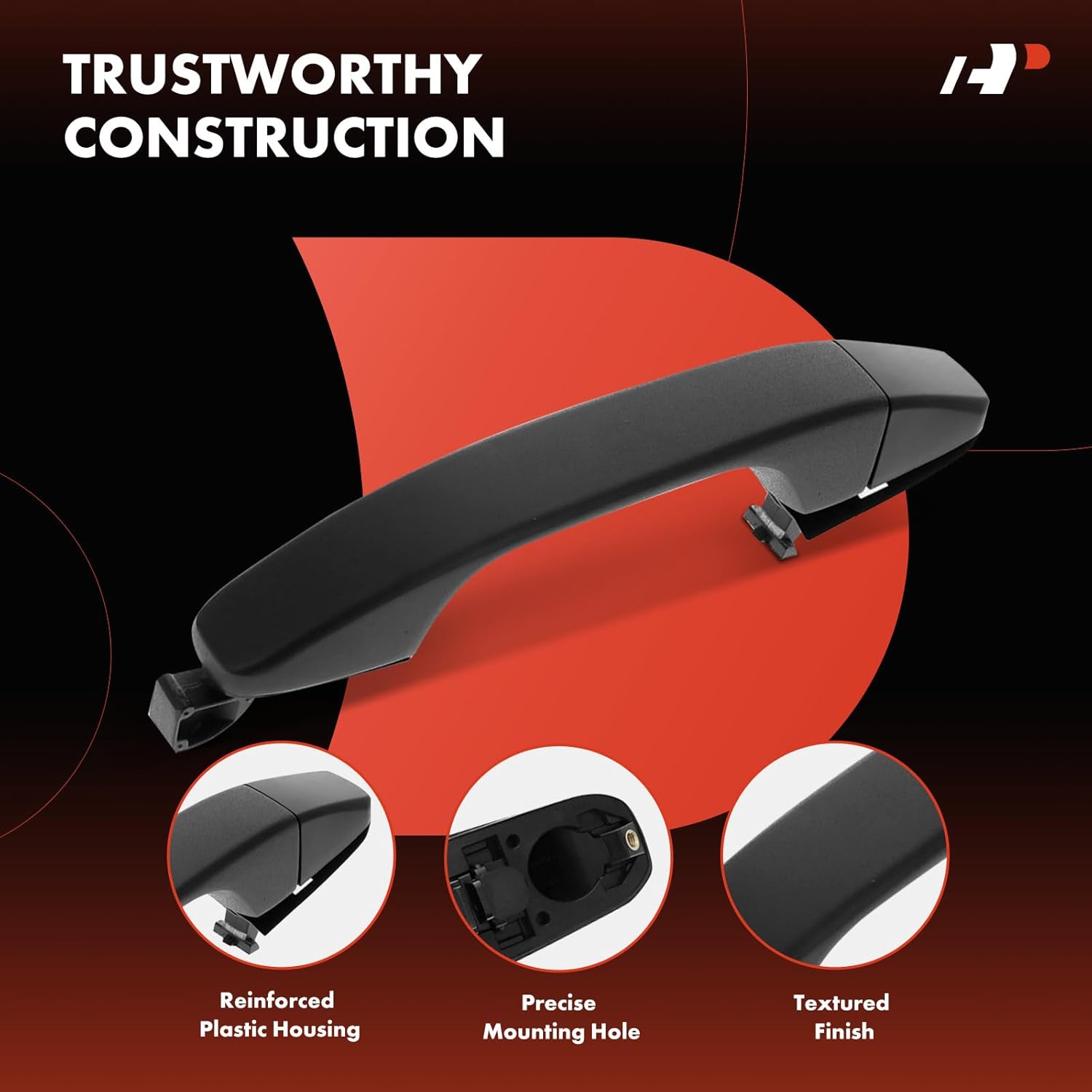 A-Premium Front Passenger Side Upgraded Metal Exterior Door Handle Compatible with Chevrolet Silverado 2500 HD, Tahoe, Suburban & GMC Sierra 1500, Yukon, Without Passive Entry, Textured Black