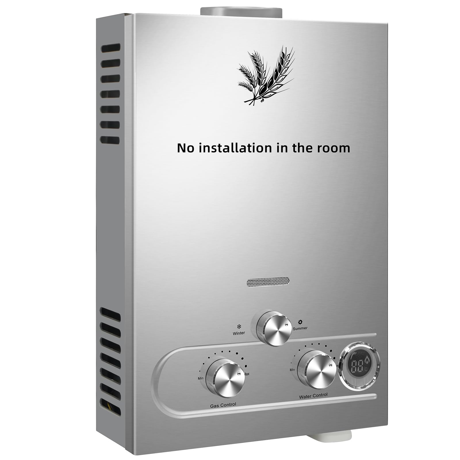 Tankless Water Heater Propane Gas, Outdoor Portable Hot Water Heater Instant Water with Digital Temperature Display For Camping Bath (6L)