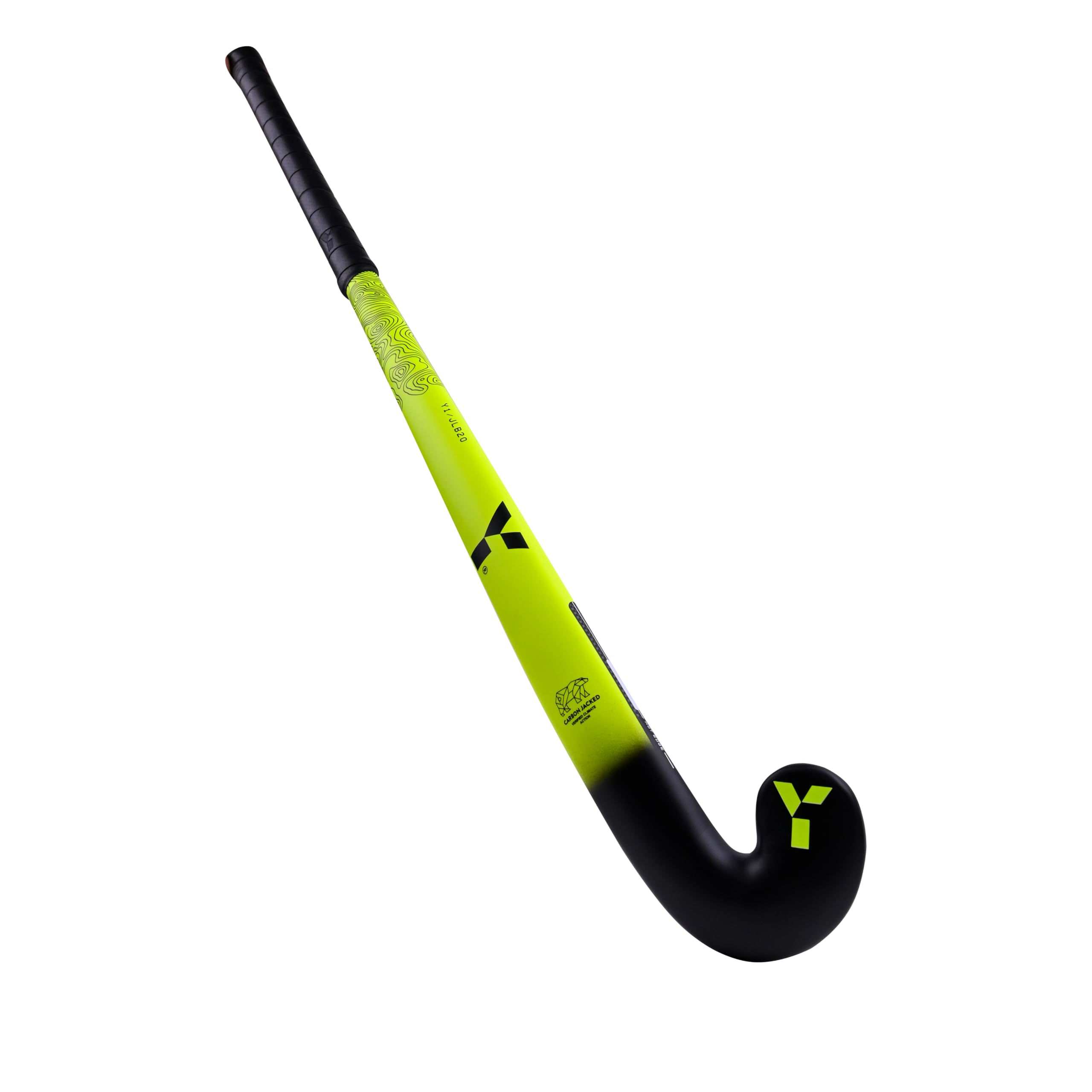 Y 1 palo de hockey, JLB, palo de hockey junior, 20% carbono, 80% fibra de vidrio, forma de arco bajo, palo de hockey junior, palo de hockey para niños, palo de hockey para niñas