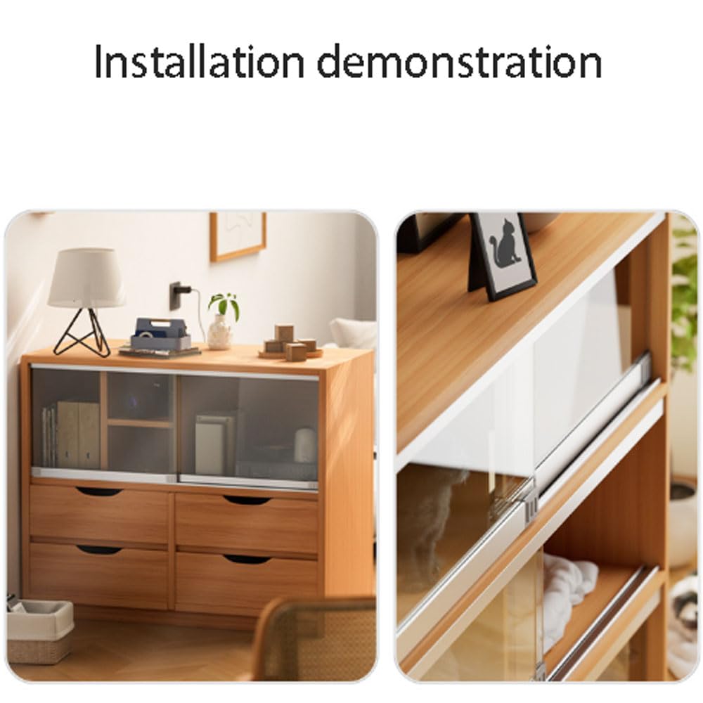 Zestaw szyn do drzwi przesuwnych, system podwójnych szyn ze stopu aluminium do drzwi szafy i szklanych, gładka prowadnica do szafek