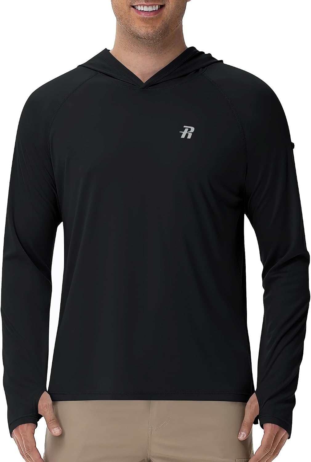 Runhit UPF 50+ Fishing Shirts for Men, Long Sleeve Sun Protection Lightweight Hoodie, UV Hiking Running Rash Guard