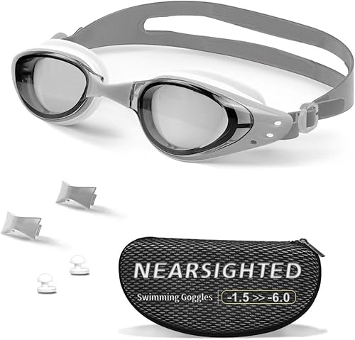 Miniatura 10 de Gafas de natación para miopía, polarizadas, antivaho, sin fugas, para mujeres, hombres, niños y adultos Negro -,Negro (Smoke Black),humo