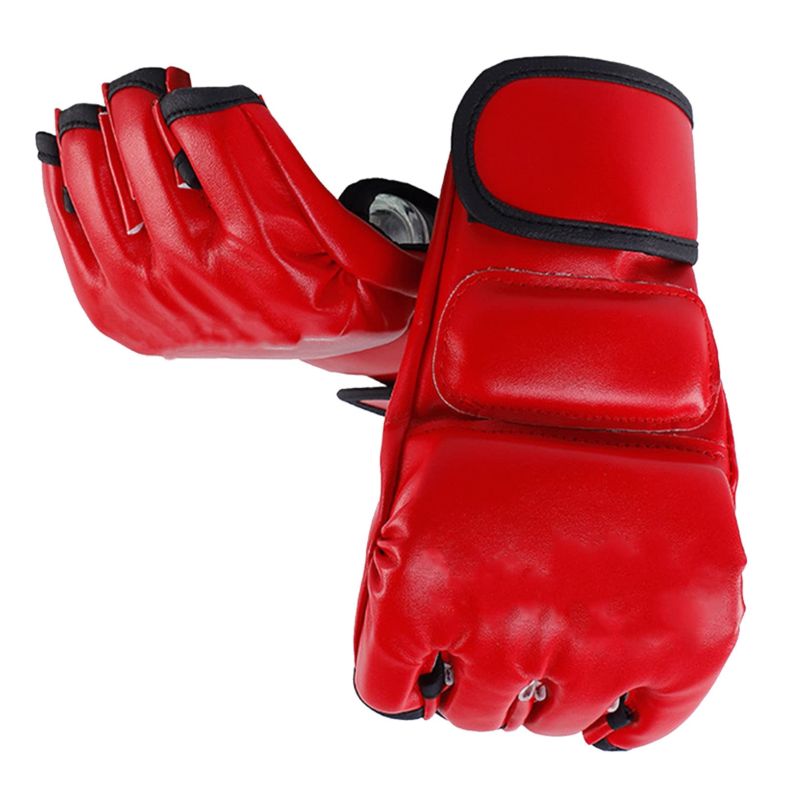 Guantes de Boxeo MMA Medio Dedo Rojos para Entrenamiento Kickboxing Adultos