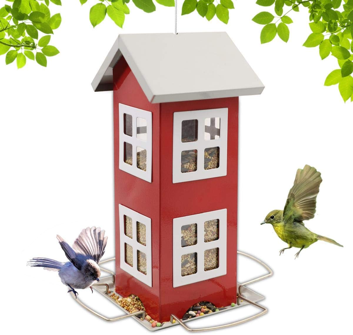LIMEIDE Bird House Feeders for Outside, Hanging Bird feeders Weatherproof Country House Design for Easy Cleaning & Refills, Come with Hook to Hang on Tree, Poles in Backyard Garden, Patio (Blue) : Garden & Outdoor