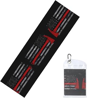 Firefighter Axe Red Line Flag Pattern Cool Sports ice Towels are Suitable for Indoor and Outdoor Sports and Exercise Activities
