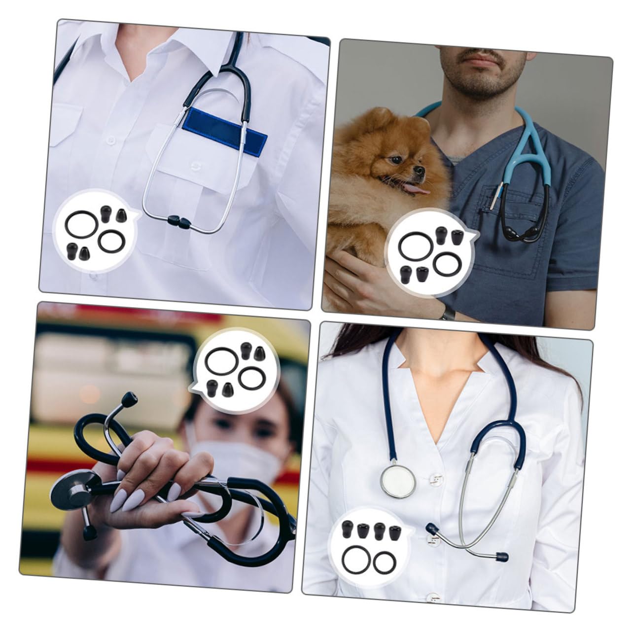 ULTECHNOVO 10 Juegos Accesorios para estetoscopios para los auricular enchufe de oído oidos earbuds reemplazo cubierta de campana Educación física Black