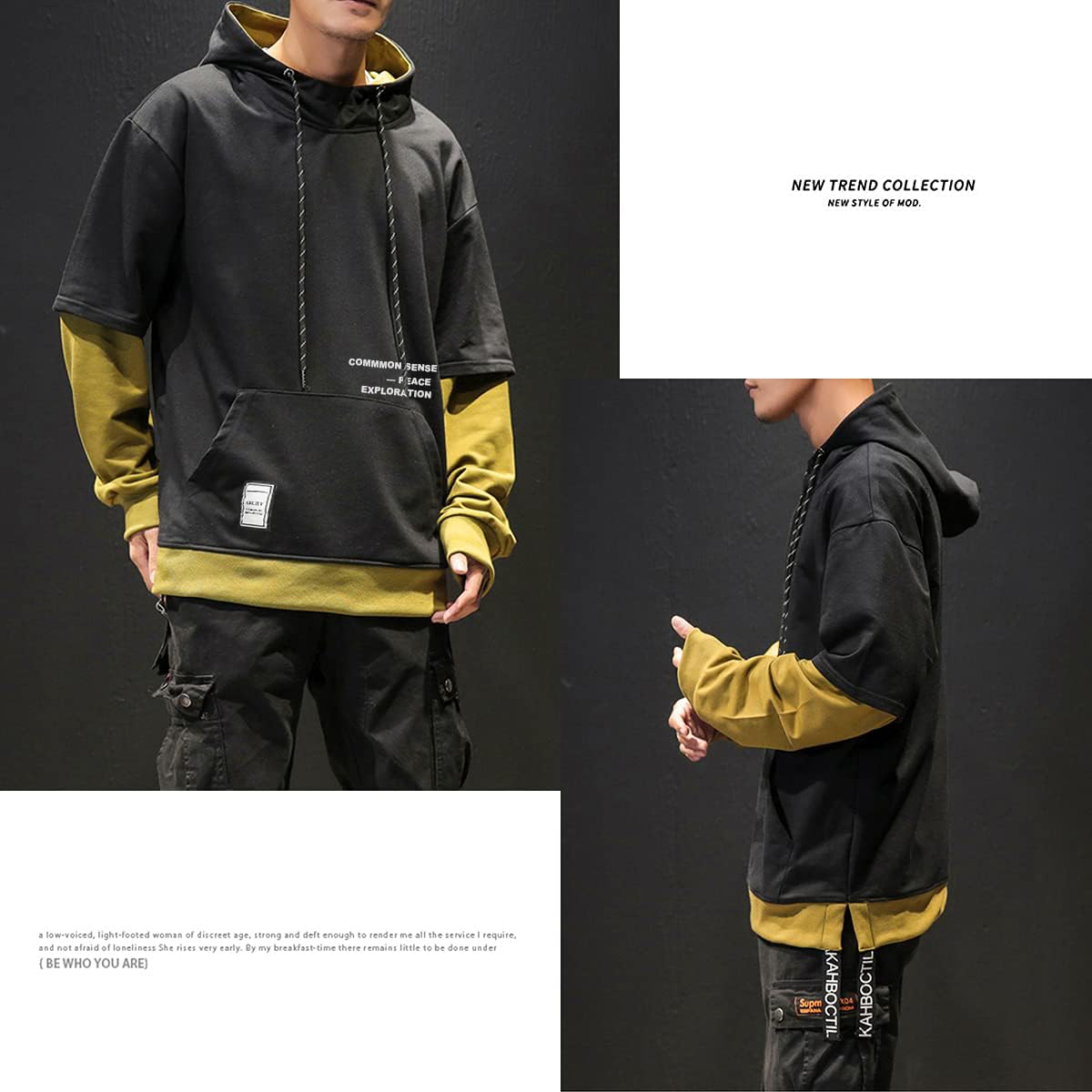 Moshtashio Felpa Uomo con Cappuccio Abbigliamento Felpe Manica Lunga Colori a Contrasto Hoodies Sweatshirt Pullover Tops Autunno Inverno Moda