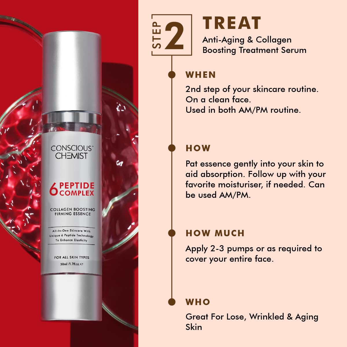 Conscious Chemist Luxury Night Treatment Skincare Routine Kit For Anti Aging | Pack of 4 | For Him & Her | Face Wash, Serum, Face Moisturiser, Sunscreen - Image 7 thumbnail
