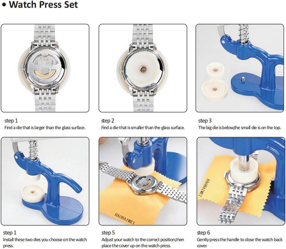 HAOBAIMEI 213 PCS Watch Repair Kit,Watch Battery Replacement Tool Kit with Carrying Case and Instruction Manual,Watch Press Set (large213) : Clothing, Shoes & Jewelry