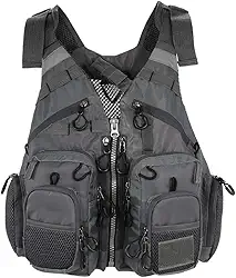 Coletes Salva-Vidas Multifuncionais Para Caiaque Adultos - Pesca, Roupas Portáteis Destacáveis Com Vários Bolsos E Material Flutuante, Respiráveis Pesca Em Rocha (Cinza)