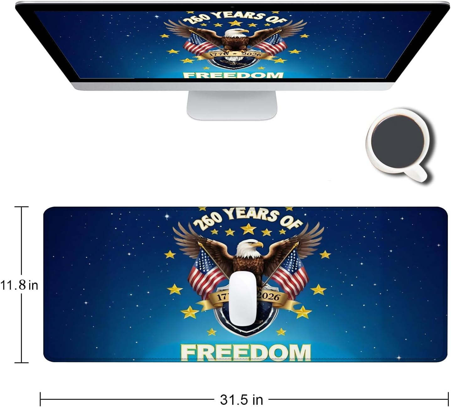 Large Gaming Mouse pad,250th Anniversary USAanti Slip Rubber Base Mouse pad, Suitable for Computer, Laptop, Office Desk Accessories image 2