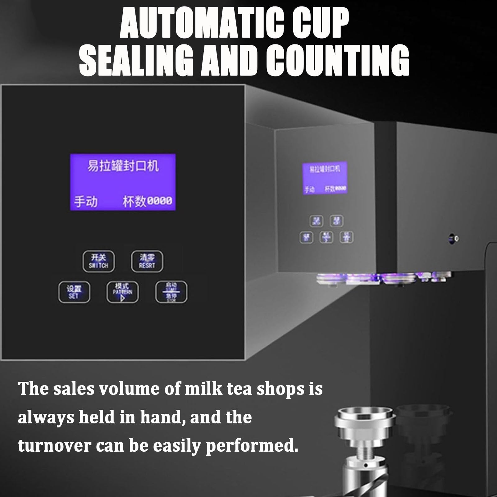 Macchina Sigillatrice Professionale per Lattine con LED, Strumento da Tavolo per Bar E Caffetterie, Sigilla Bottiglie di Bibite E tè al Latte, Nera
