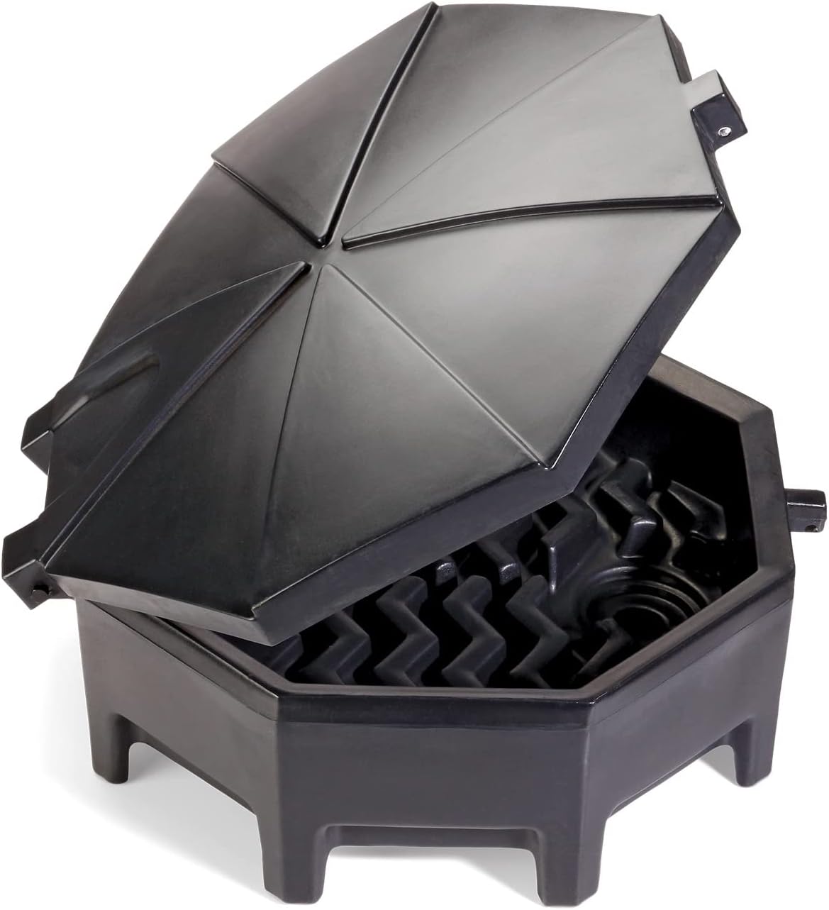 PIG Drum Funnel | Universal Poly Drum Funnel with Hinged Lid | for 55 gal. Plastic or Steel Tight-Head Drums | Black | DRM672-BK