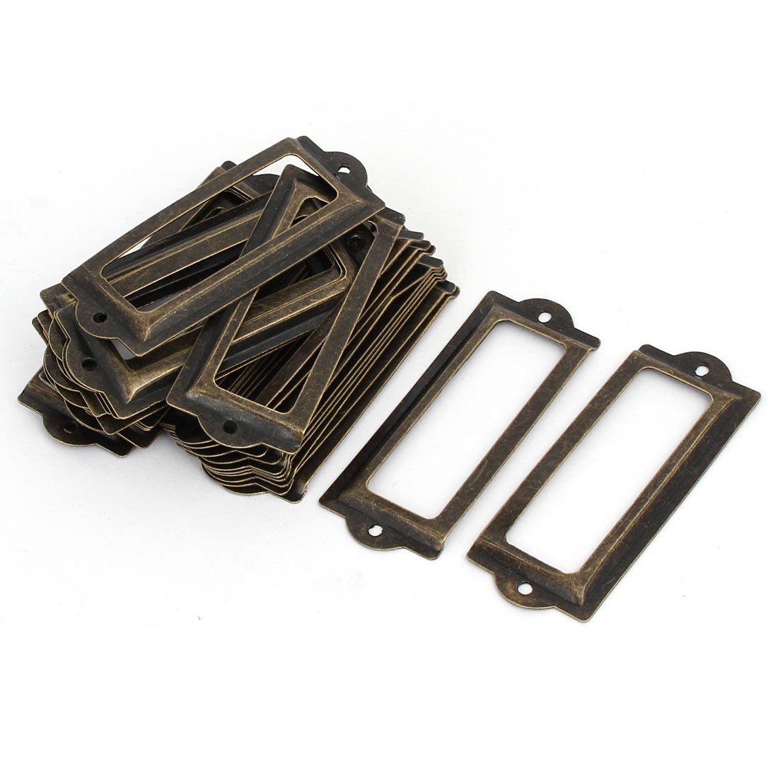 Aexit Office (Home hardware) Library Iron Retro Style File Tag Label Holder Bronze Tone (89ry725qf697) 83mmx33mm 30pcs