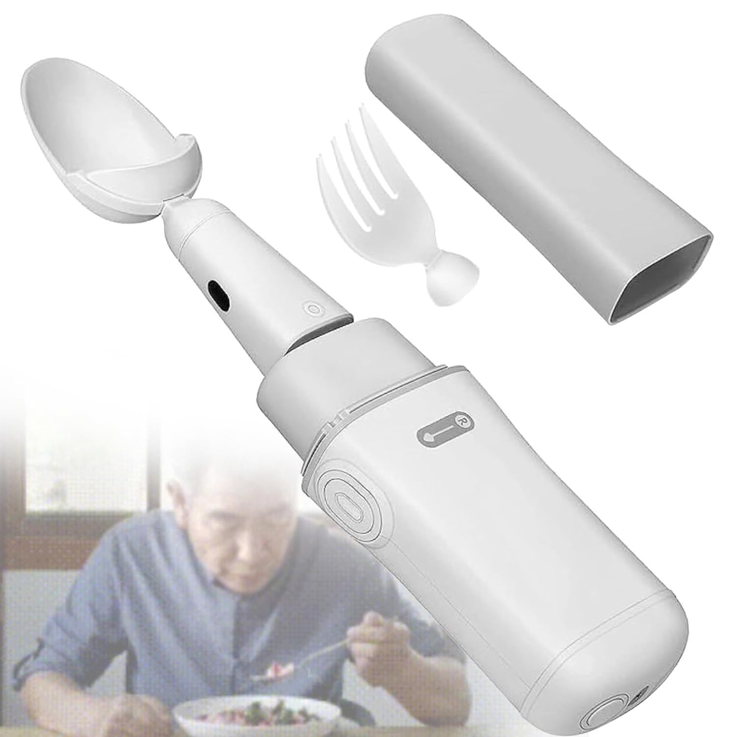 Qiang Cucchiaio Parkinson Cucchiaio per Tremori alle Mani Parkinson Tremore alle Mani Alimentari Stoviglie Ausiliarie Cucchiaio Intelligente Anti-Vibrazione con Tecnologia Stabilizzazione Attiva