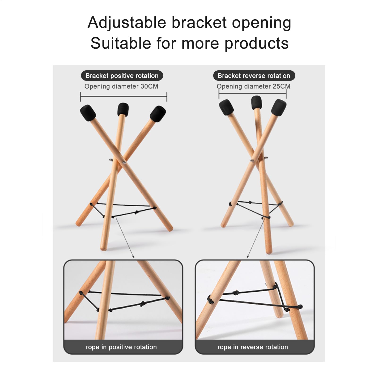 Handpan Drum Stand | Sturdy and Durable Steel Tongue Drums Bracket Snare Holder Solid Tripod Structure | Wood Sturdy Non Slip Portable Adjustable Druam Holders for Handpans Draum Stell Tongues