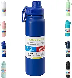 Garrafa De Água Térmica Inox 800ml Parede Dupla com Isolamento a Vácuo Quente e Frio, Antivazamento, Alça e Infusor Ideal para Academia, Caminhada, Escritório, Esportes (AZUL MARINHO)