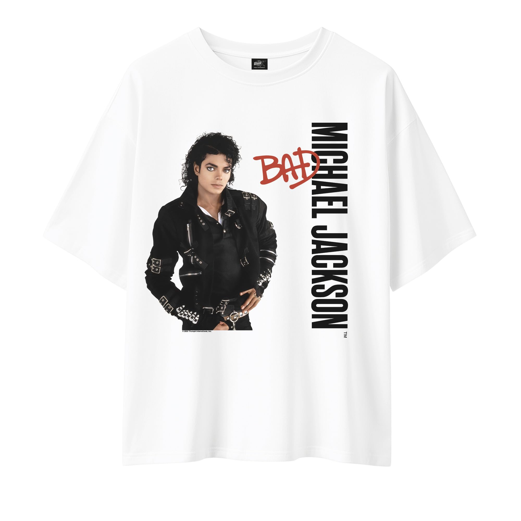 T-Shirt Femme Michael Jackson Bad Officiel, Tee Shirt Iconique Pop Vintage, Impression Haute Qualité, Idée Cadeau Fan Musique Années 80