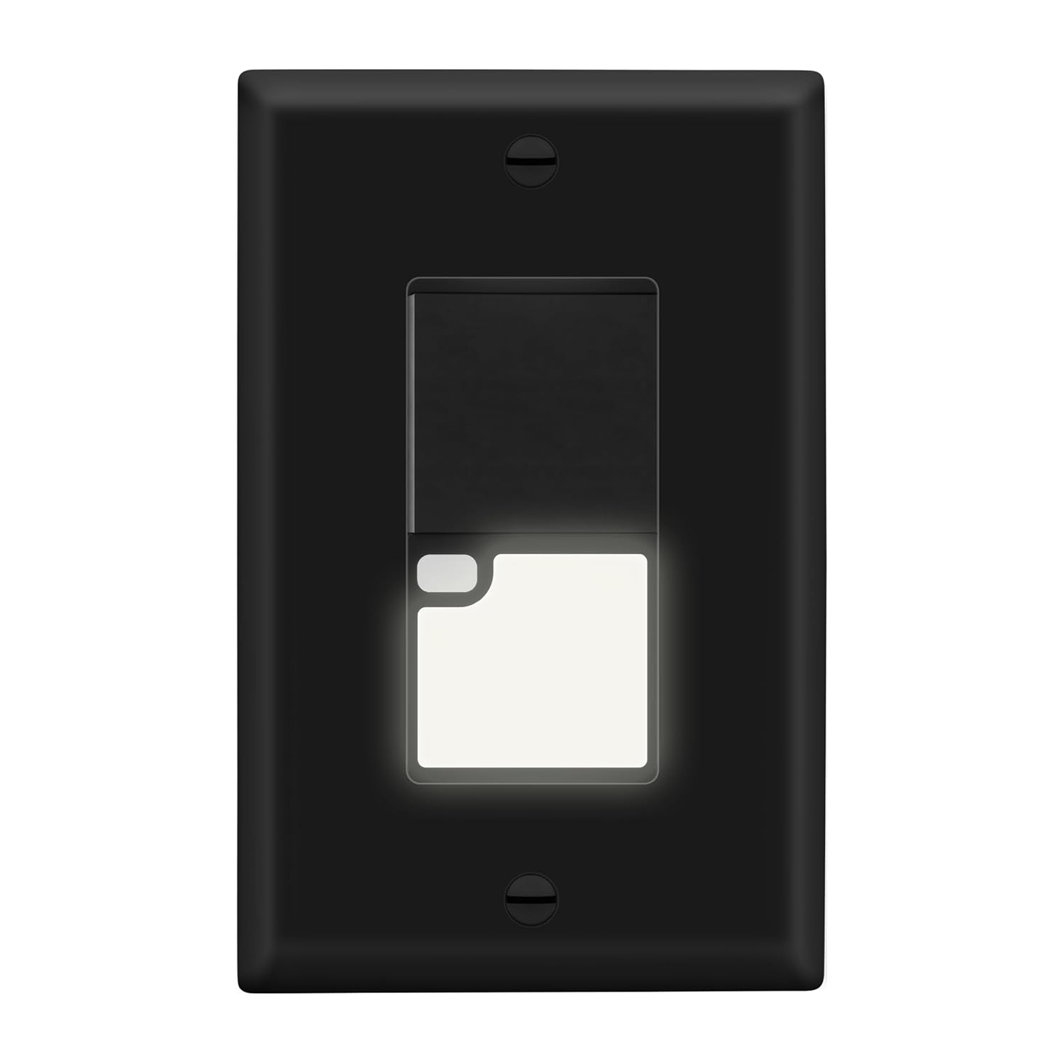 LIDER Minimalist Design LED Guide Light Paddle Switch with Automatic Daylight Sensor and Wall Plate, Night Light Light Switch, 125VAC/15A, 3-Way or Single Pole, LGL-3W-BKWP, Black