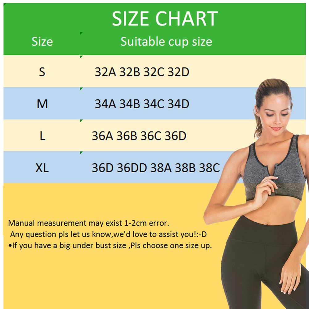 Donne 1o 3 o 5 Pack Medium Support e rimovibile Pad Tank Top Racerback Sport Reggiseno, 2 confezioni di reggiseno con cerniera (nero+bianco), S