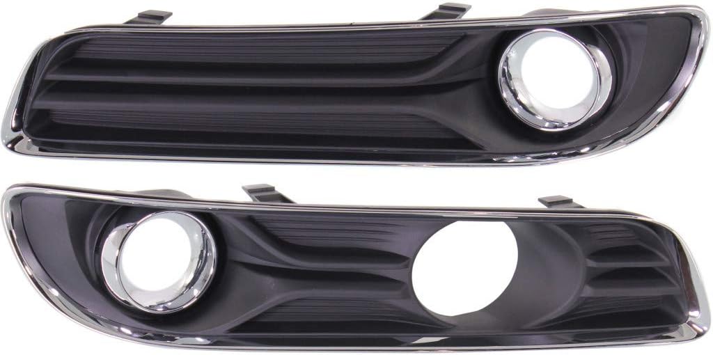 KarParts360 For Chrysler 300 Fog Light Cover 2011 12 13 2014 Driver and Passenger Side Pair/Set Outer | Black | w/Chrome Trim | DOT/SAE Compliance | CH1038128, CH1039128 | 68127947AB, 5182392AB