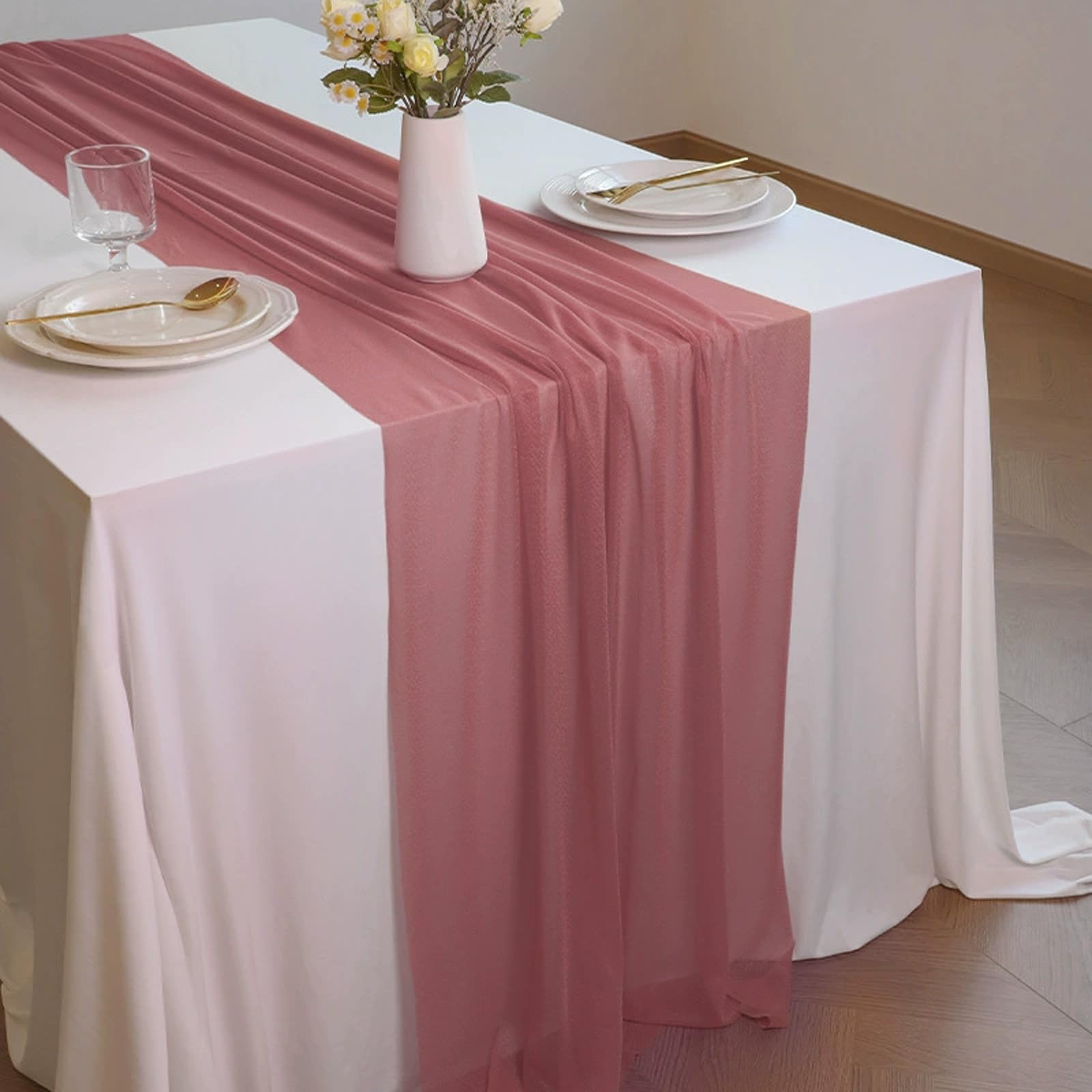 Runner da tavola in chiffon rosso imperiale, morbido e confortevole, per feste di nozze, battesimi, vacanze, grandi feste di addio al nubilato, cucina, feste di compleanno, confezione da 20 (75 x 300