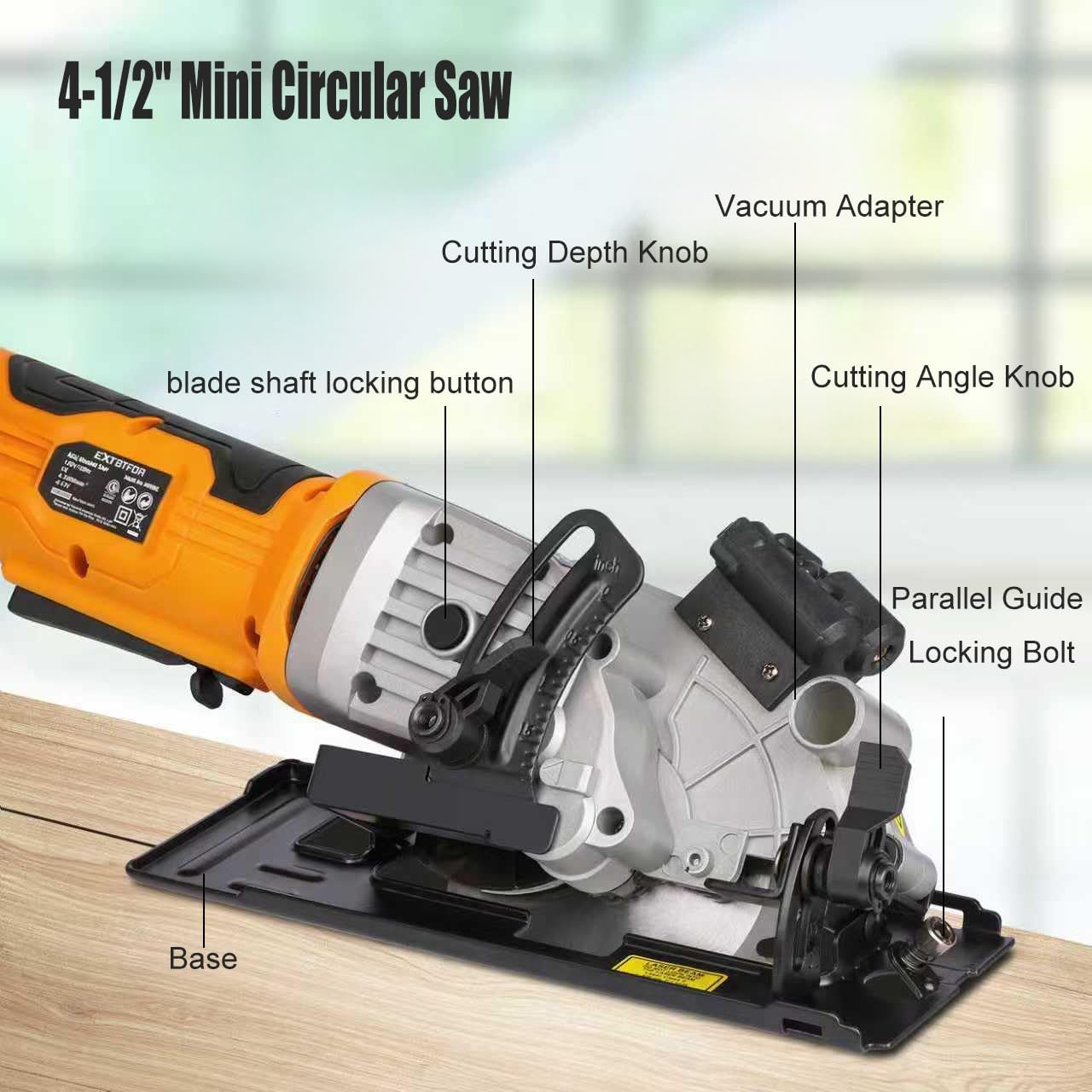 Power Circular Saw,4.8A Mini Circular Saw with Laser Guide,4000RPM Corded Saw Equipped with 3 Pcs 4-1/2" Blades，Maximum Cutting 1-11/16" at 90° and 1-1/8"at 45° for Wood, Soft Metal, Plastic