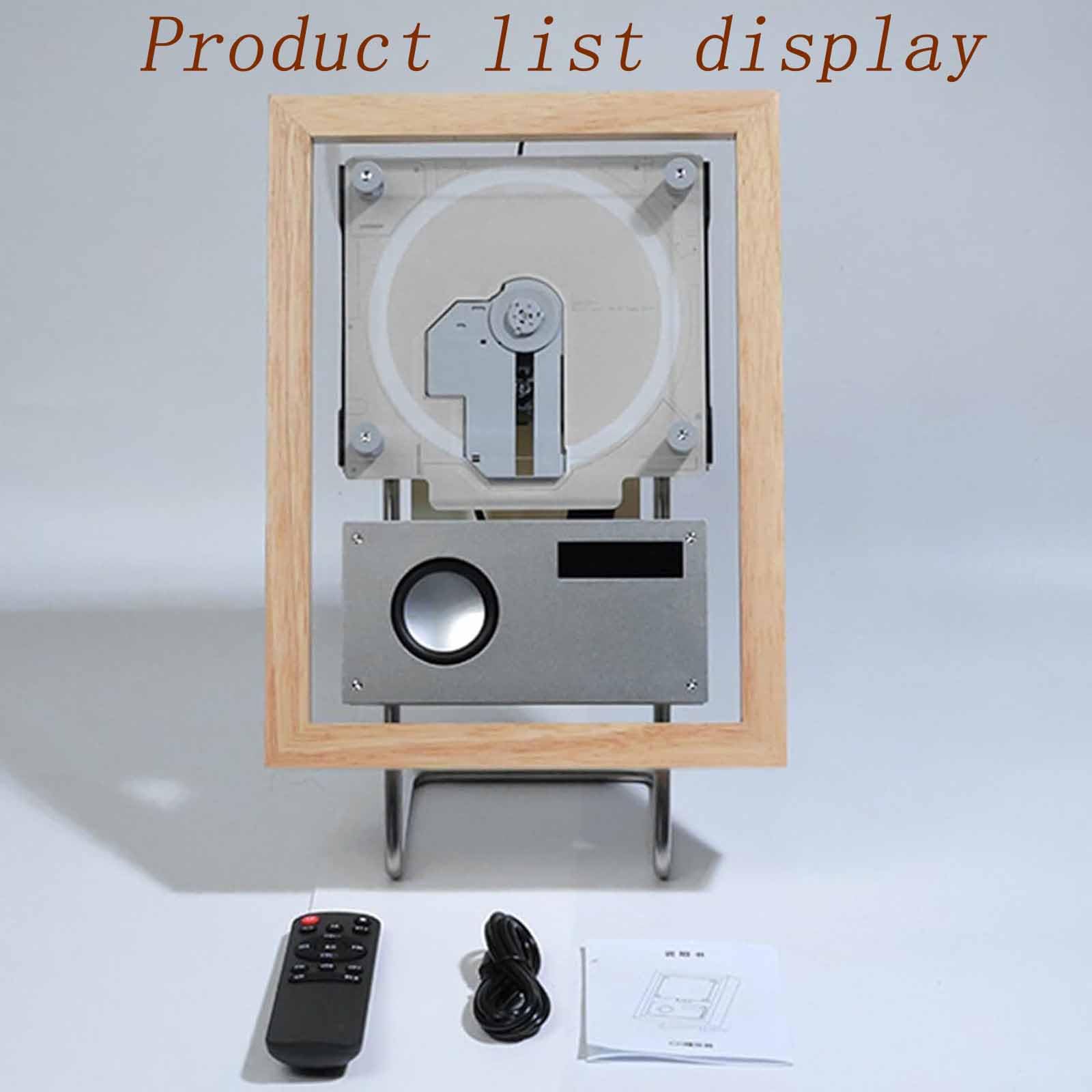Lettore CD montabile a parete con telecomando e altoparlanti, cornice decorativa musicale con uscita 2 vie/USB/AUX e 6 effetti di illuminazione per corridoio di casa