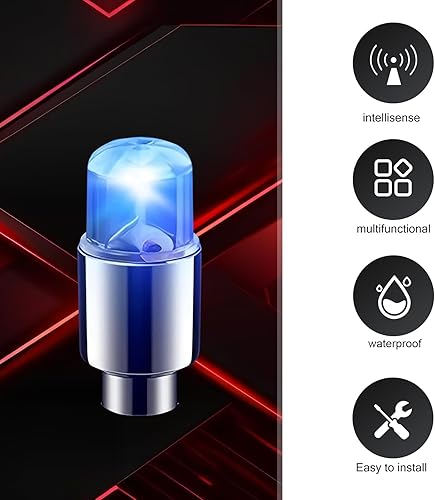 Miniatura 5 de 4 luces LED de tapa de vástago de válvula de neumático, flash giratorio de visibilidad de 360 grados, luces de rueda impermeables para camiones,