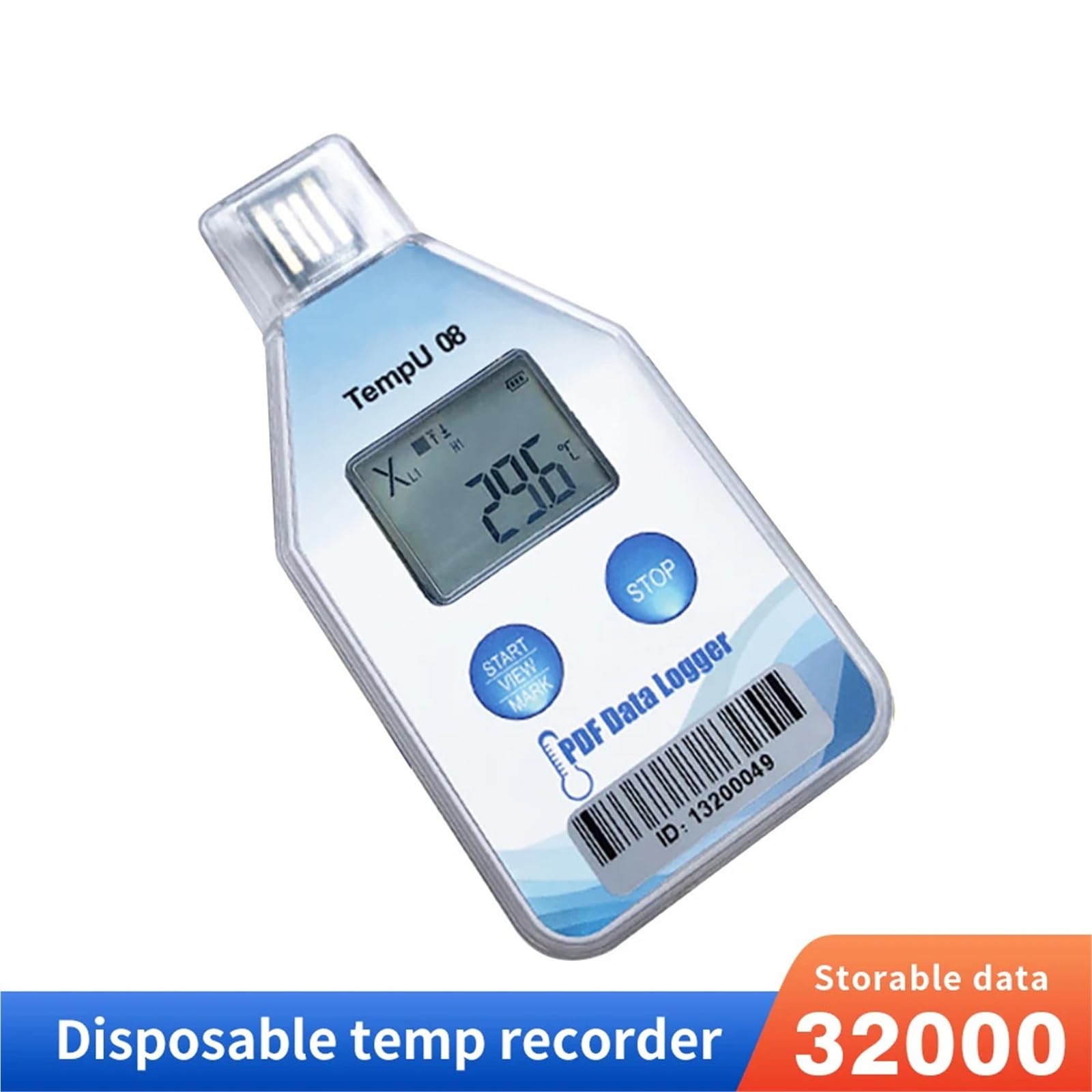 rejestrator danych 32 000 punktów jednorazowy rejestrator danych temperatury dla łańcucha chłodniczego(TempU08,1 szt.)