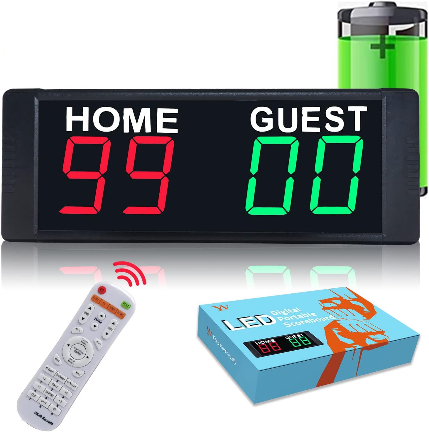 YZ LED Electronic Scoreboard with Remote, Magnetic Battery Powered Scoreboard with Buzzer, Score Keeper Portable Digital Scoreboard for Basketball/Baseball/Volleyball/Cornhole