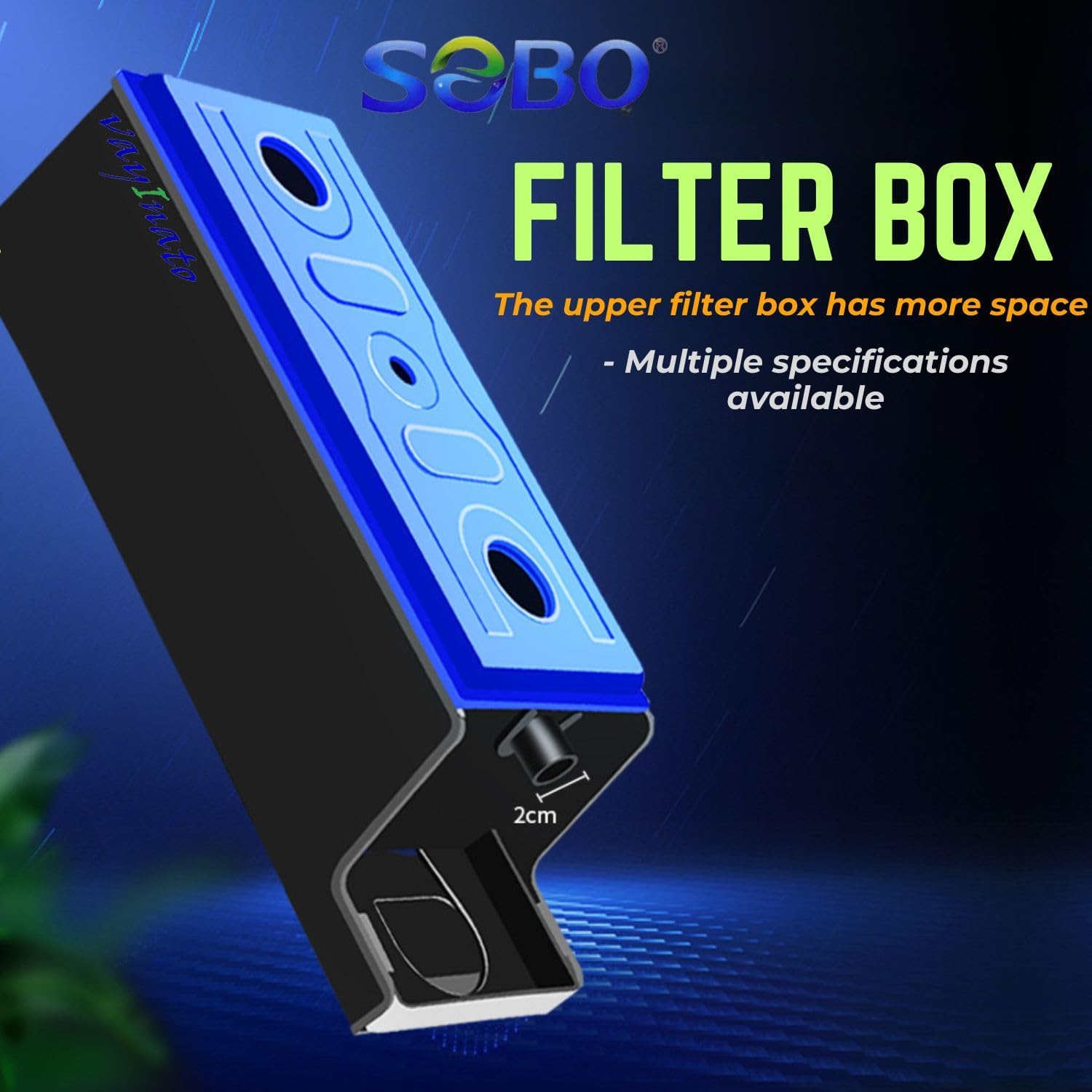 Close-up of the SOBO WP-880F filter box, showing its design and capacity