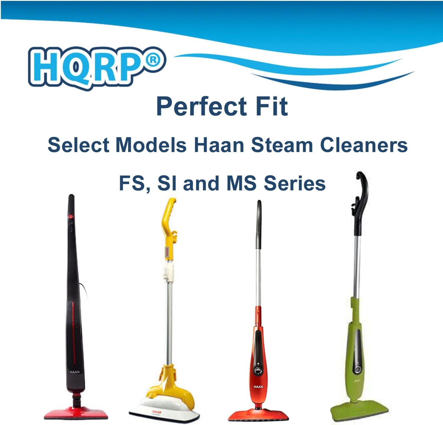 Image showing various HAAN steam cleaner models compatible with HQRP pads