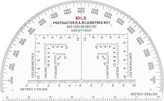 Military Protractor, Semicircle Map Protractor for Land Navigation, Built-in Numbers not Fade, 6" RA