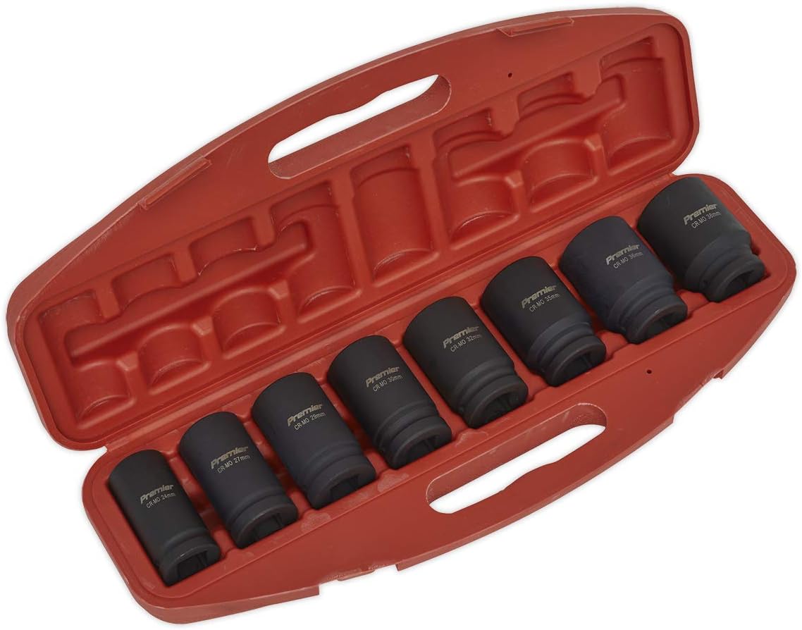 Sealey Ak885 Impact Socket Set 8Pc Deep 3/4Sq Drive Metric