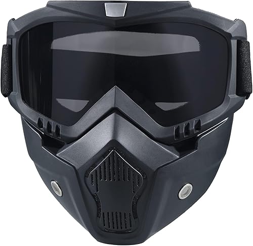 Máscara de Paintball Anti-Vaho, Gafas para Casco de Motocicleta con Máscara Facial Extraíble, Gafas de Motocross Ajustables